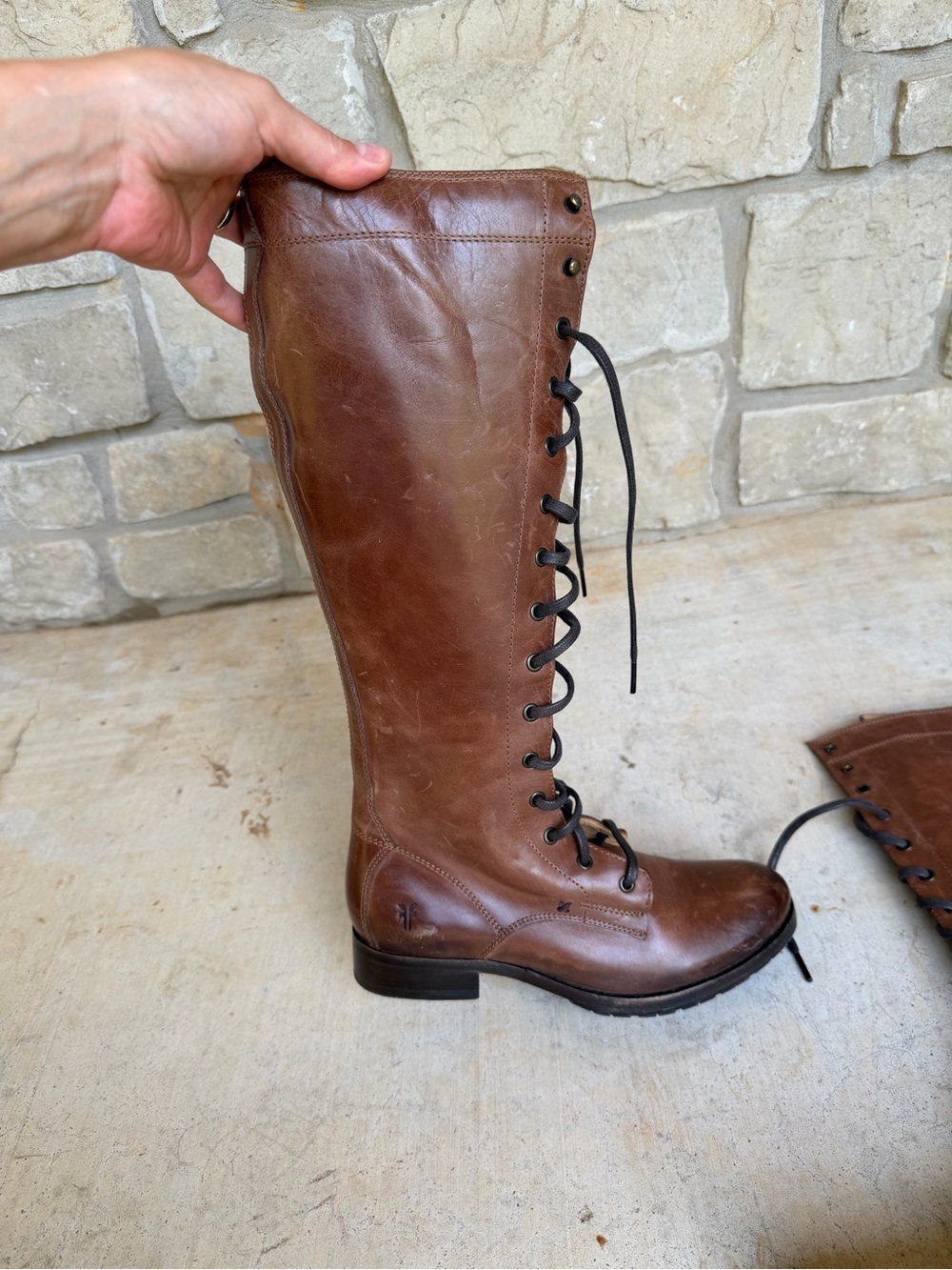 Frye 9 Tall Lace up Melissa Military Boots